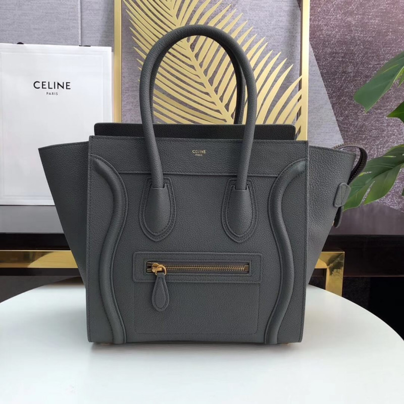 Celine Micro Luggage Handbag In Drummed Calfskin 189793