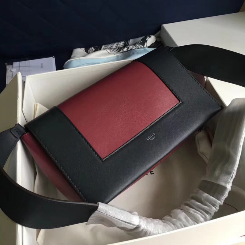 Celine Frame Medium Shoulder Bag 180263 Black/Burgundy