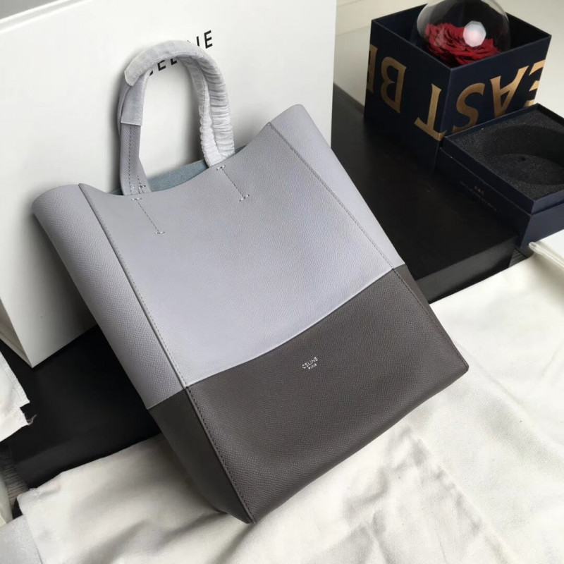 Celine Small Cabas In Grained Calfskin 189813 Light Gren/Grey