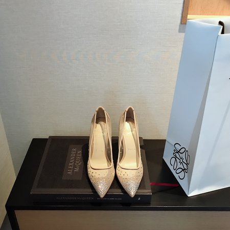 Christian Louboutine Transparent mesh glittering rhinestone cowhide red sole shoes