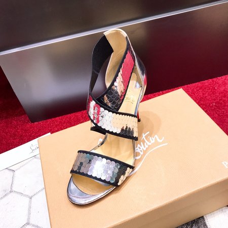 Christian Louboutine Shiny sequins comfortable sheepskin lining red sole shoes