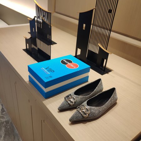 Balenciaga Metallic knifd series BB buckle women s shoes