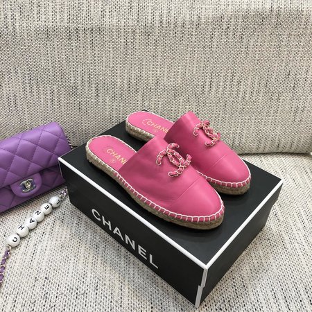 Chanel Espadrilles slippers with CC buckle