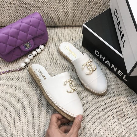 Chanel Espadrilles slippers with CC buckle