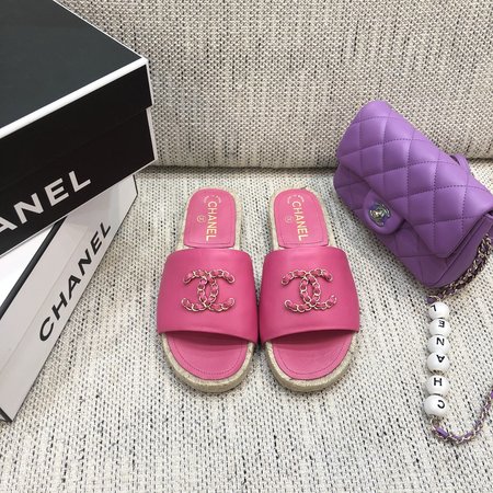 Chanel Espadrilles slippers with CC buckle