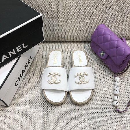Chanel Espadrilles slippers with CC buckle