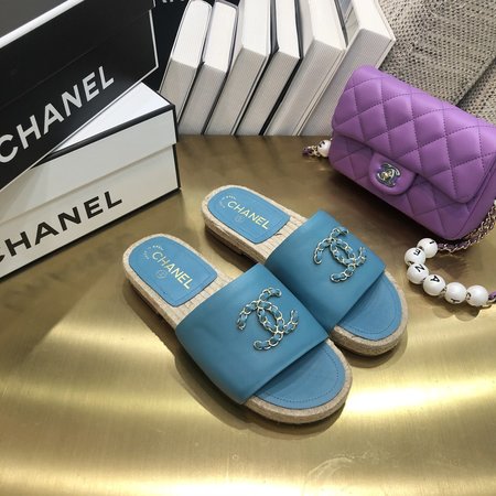 Chanel Espadrilles slippers with CC buckle
