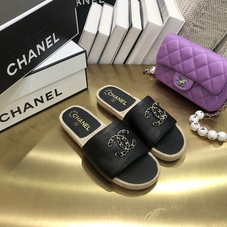 Chanel Espadrilles slippers with CC buckle
