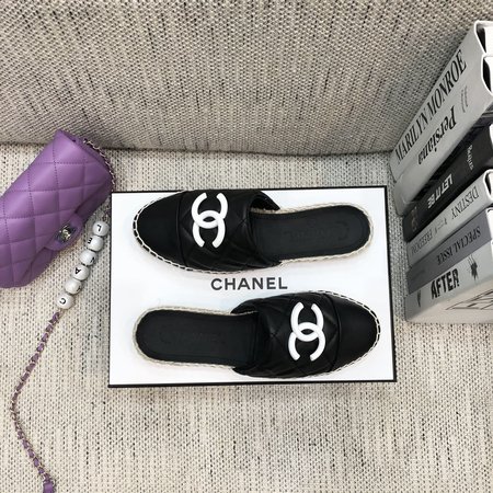 Chanel Espadrilles slippers with CC buckle