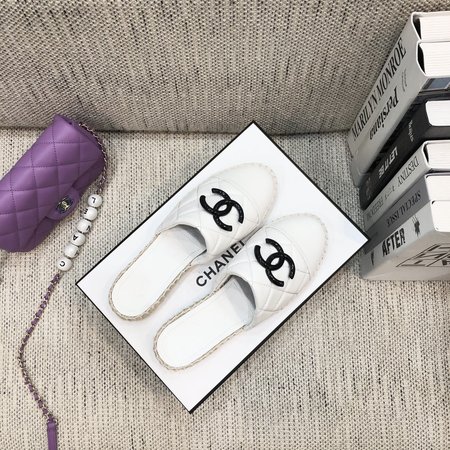 Chanel Espadrilles slippers with CC buckle