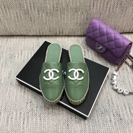 Chanel Espadrilles slippers with CC buckle