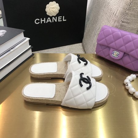 Chanel Espadrilles slippers with CC buckle