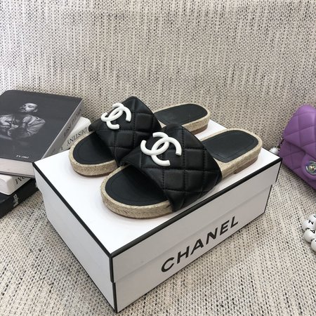 Chanel Espadrilles slippers with CC buckle