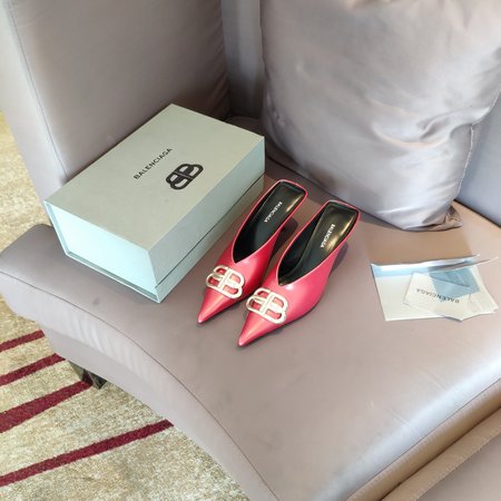 Balenciaga BB Buckle Series 5.5cm Kitten Heels Muller Slippers
