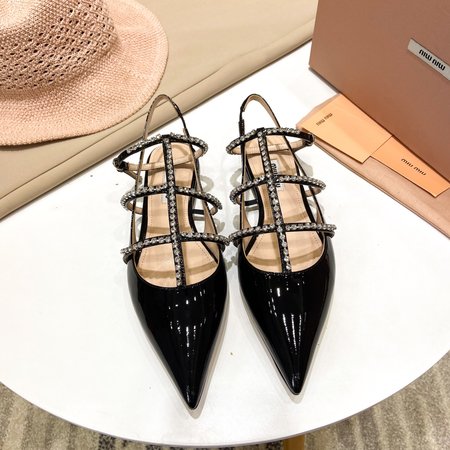 Miu Miu Three strap full diamond girl shoes