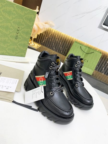 Gucci Horsebit Bee Leather Martin Boots