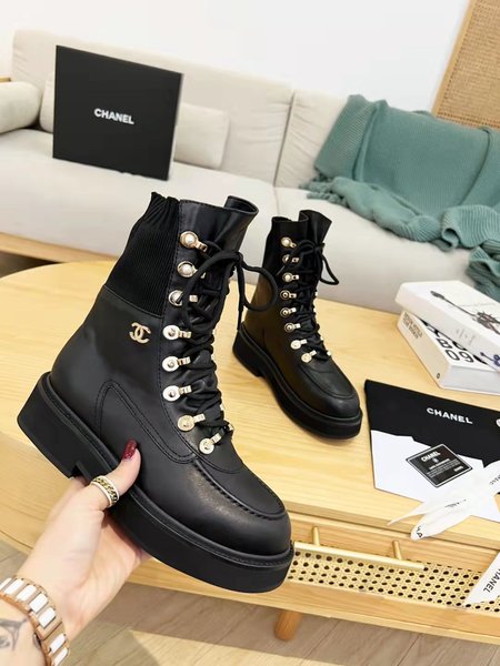 Chanel Coco CC black high boots