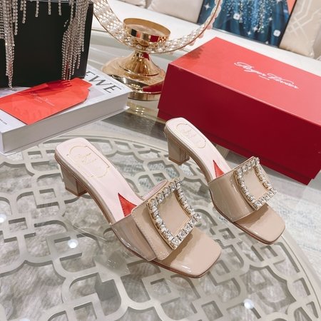 Roger Viver Full leather diamond buckle slippers 290