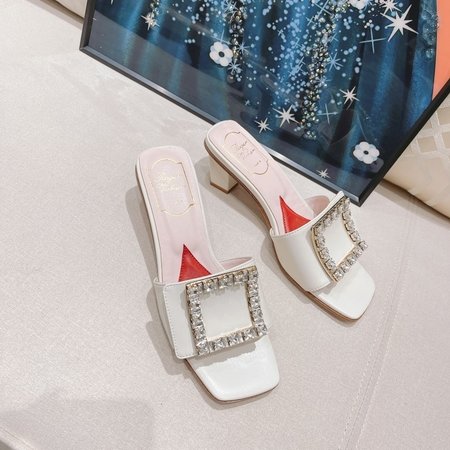 Roger Viver Full leather diamond buckle slippers 290