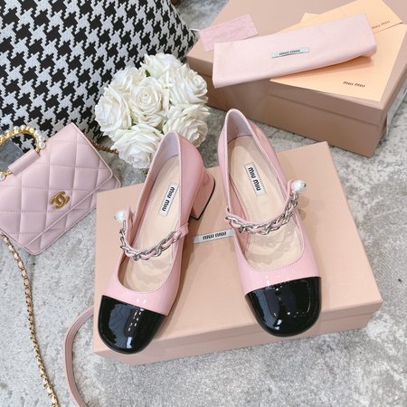 Miu Miu pearl chain princess shoes