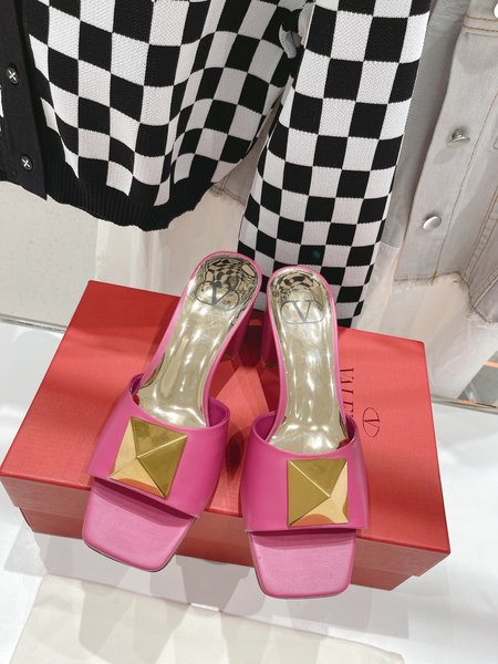 Valentino Big rivet chunky heel slippers