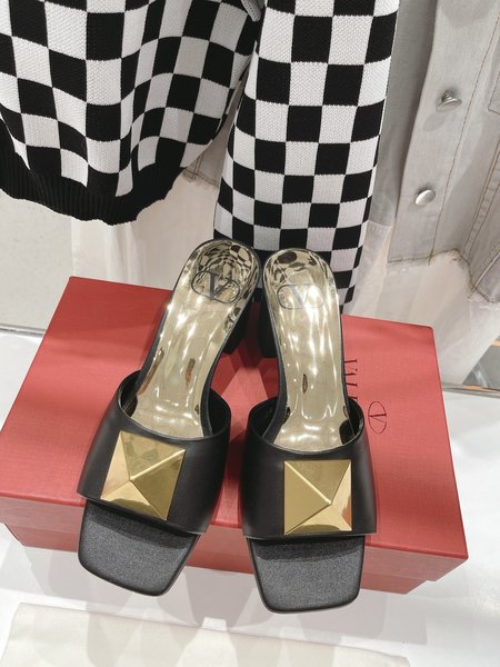 Valentino Big rivet chunky heel slippers