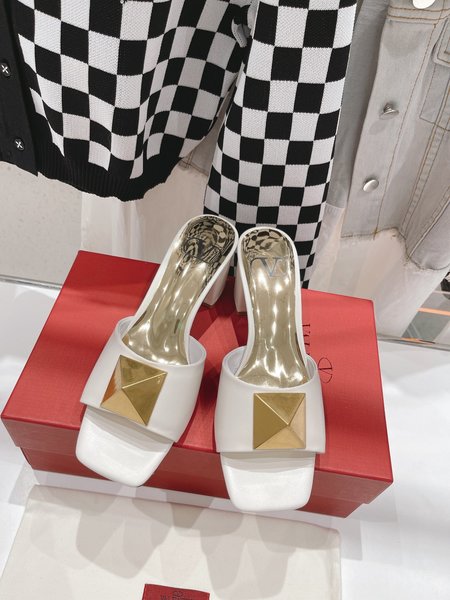 Valentino Big rivet chunky heel slippers