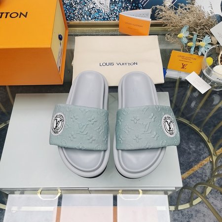 Louis Vuitton Flat Sandals Slippers MonoGram Denim