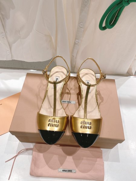 Miu Miu Logo calf sandals in patent leather