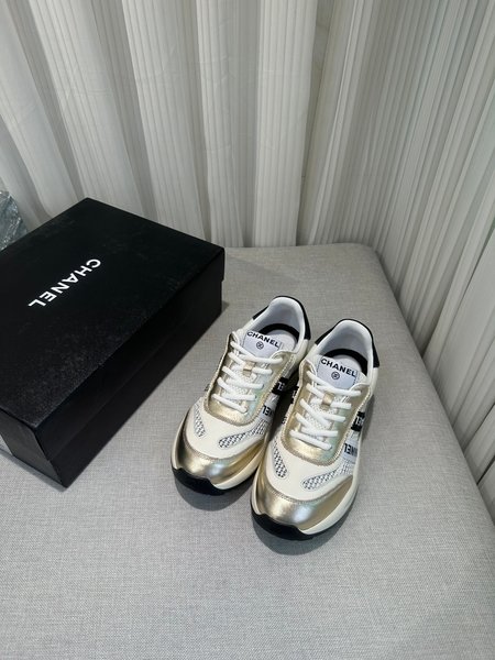 Chanel Checkered wool stitching casual sneakers