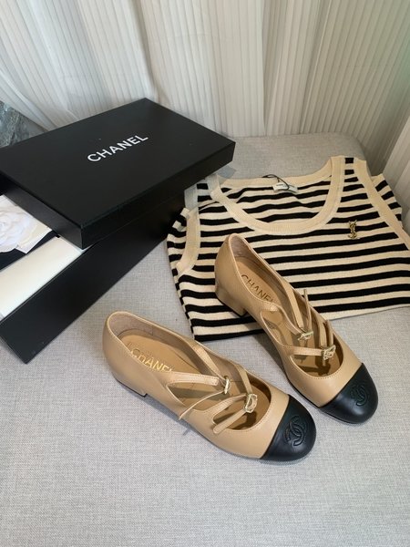 Chanel Double Strap Mary Jane Ballet Shoes for Women