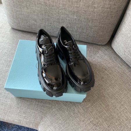 Prada Lace-up ankle boots cowhide inner lining sheepskin heel 5cm high