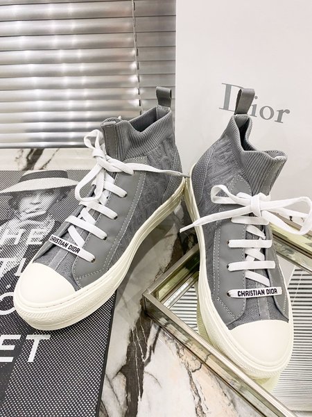 Dior OBLIQUE film perforated technical knit high-top sneakers