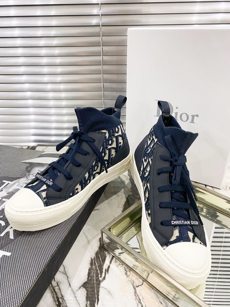 Dior OBLIQUE film perforated technical knit high-top sneakers