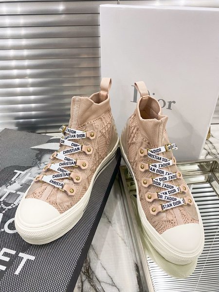 Dior OBLIQUE film perforated technical knit high-top sneakers