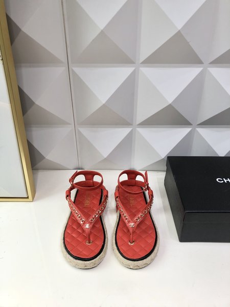 Chanel Lace-up twine thong sandals