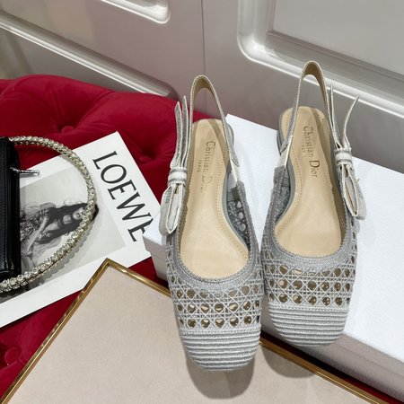 Dior Ballet shoes embroidered webbing hollow design