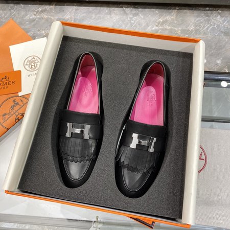 Hermes H buckle tassel loafers