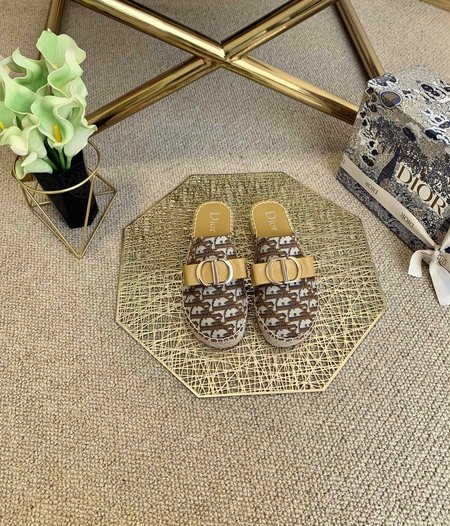 Dior Saddle vintage canvas alphabet slippers Espadrilles