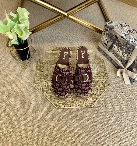 Dior Saddle vintage canvas alphabet slippers Espadrilles