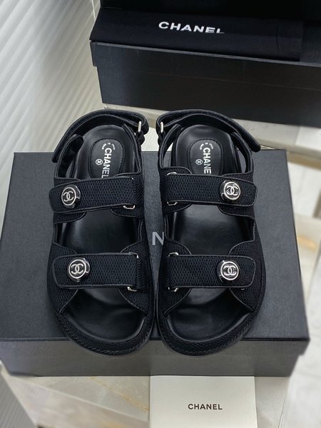 Chanel CC Logo Velcro Sandals