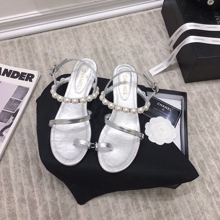 Chanel Pearl sheepskin sandals