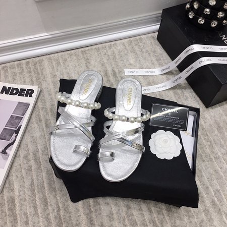 Chanel Pearl sheepskin sandals