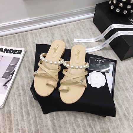 Chanel Pearl sheepskin sandals