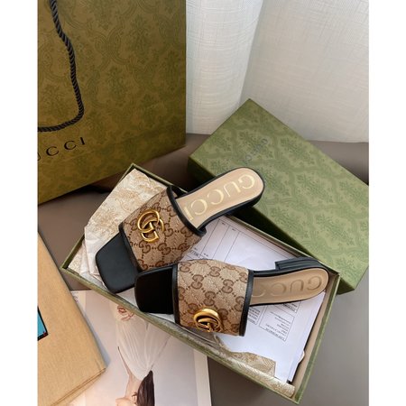 Gucci Square head low thick slippers