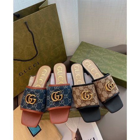 Gucci Square head low thick slippers
