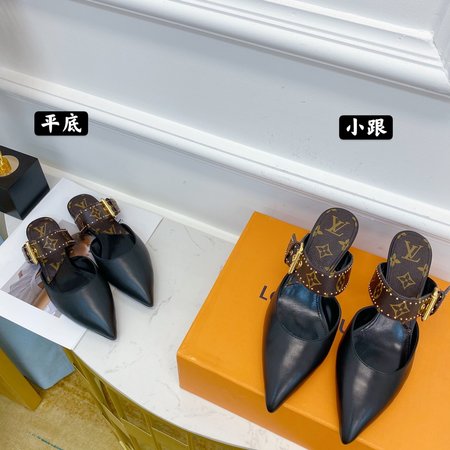 Louis Vuitton low heel sheepskin slippers