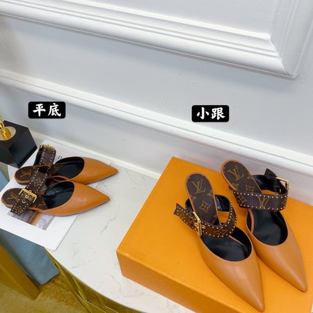 Louis Vuitton low heel sheepskin slippers