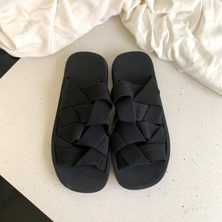 Bottega Veneta Woven elastic strap slippers