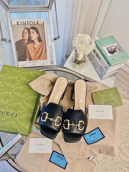 Gucci Logo saddle buckle high heel 7.5cm/flat heel 2.5cm